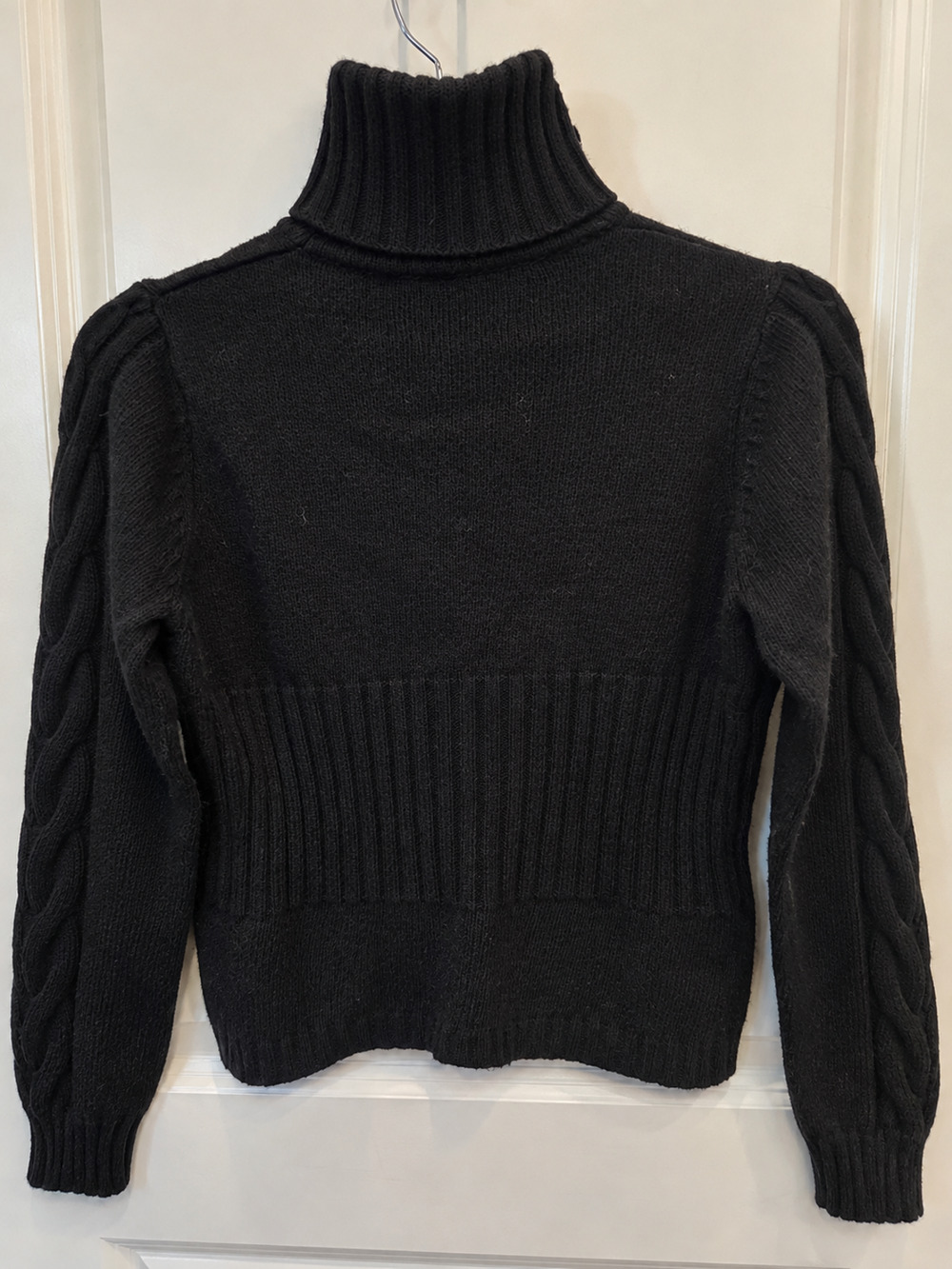 Abercrombie & Fitch Vintage Turtleneck Cable Sweater Women Large Black Lambswool
